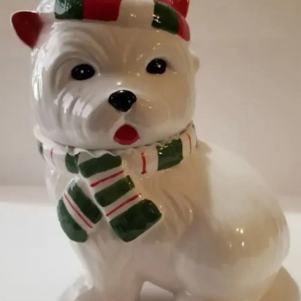 Sleigh Bell Bistro Cookie‎ Jar Dog